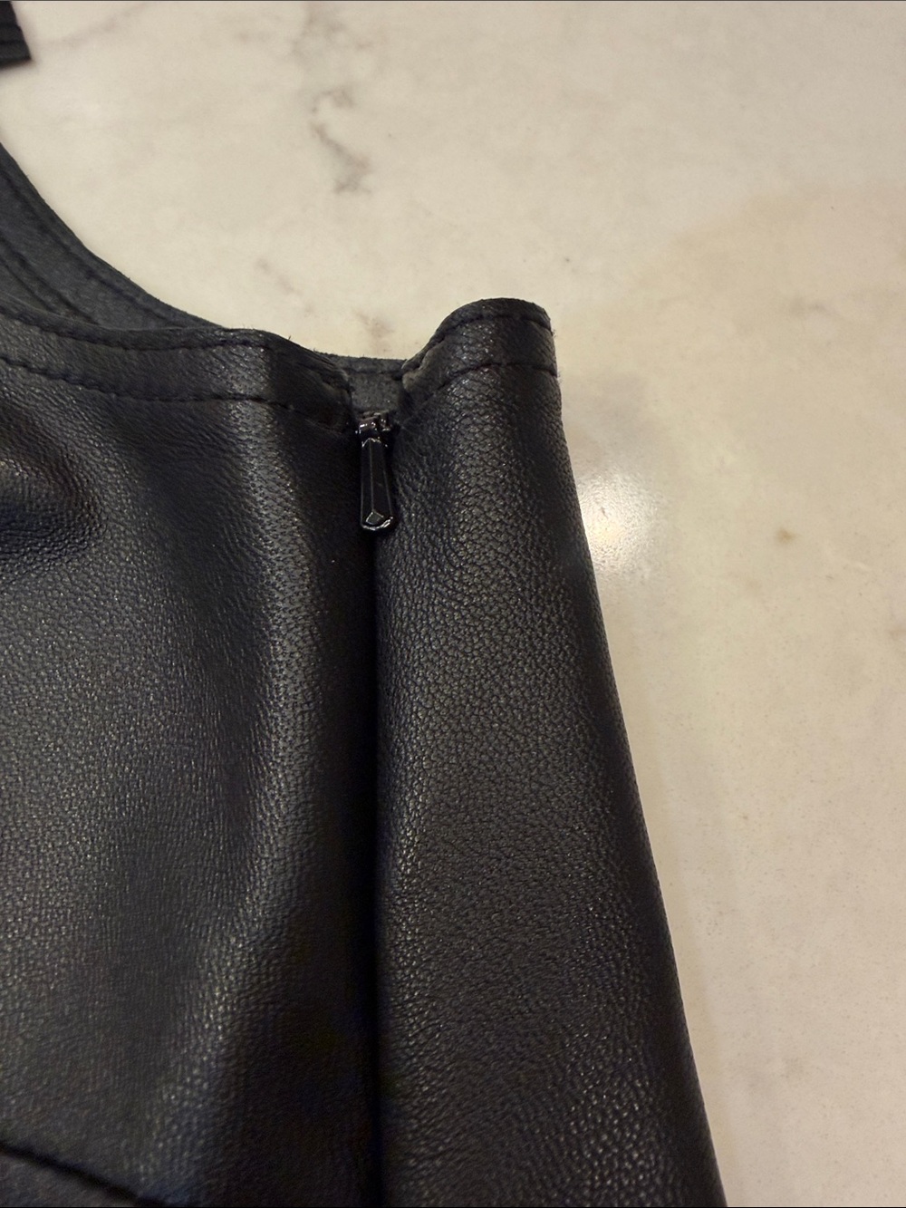 ETCETERA Leather Top Black Fringe Shell Tank Size 8 - Picture 5 of 10
